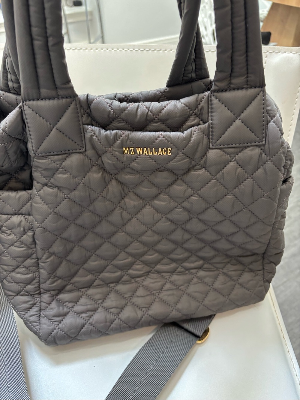 MZ Wallace Quilted Charcoal Gray Tote